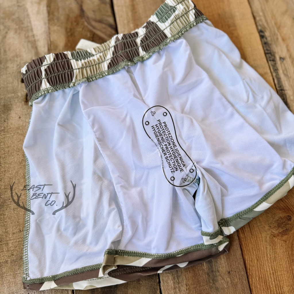 Retro Green Camo Kids Swim Shorts