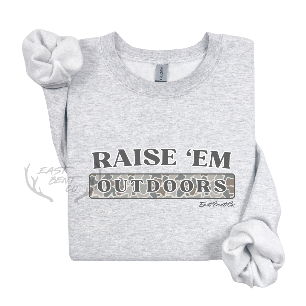 Raise ‘Em Outdoors Camo Adult Crewneck Sweatshirt