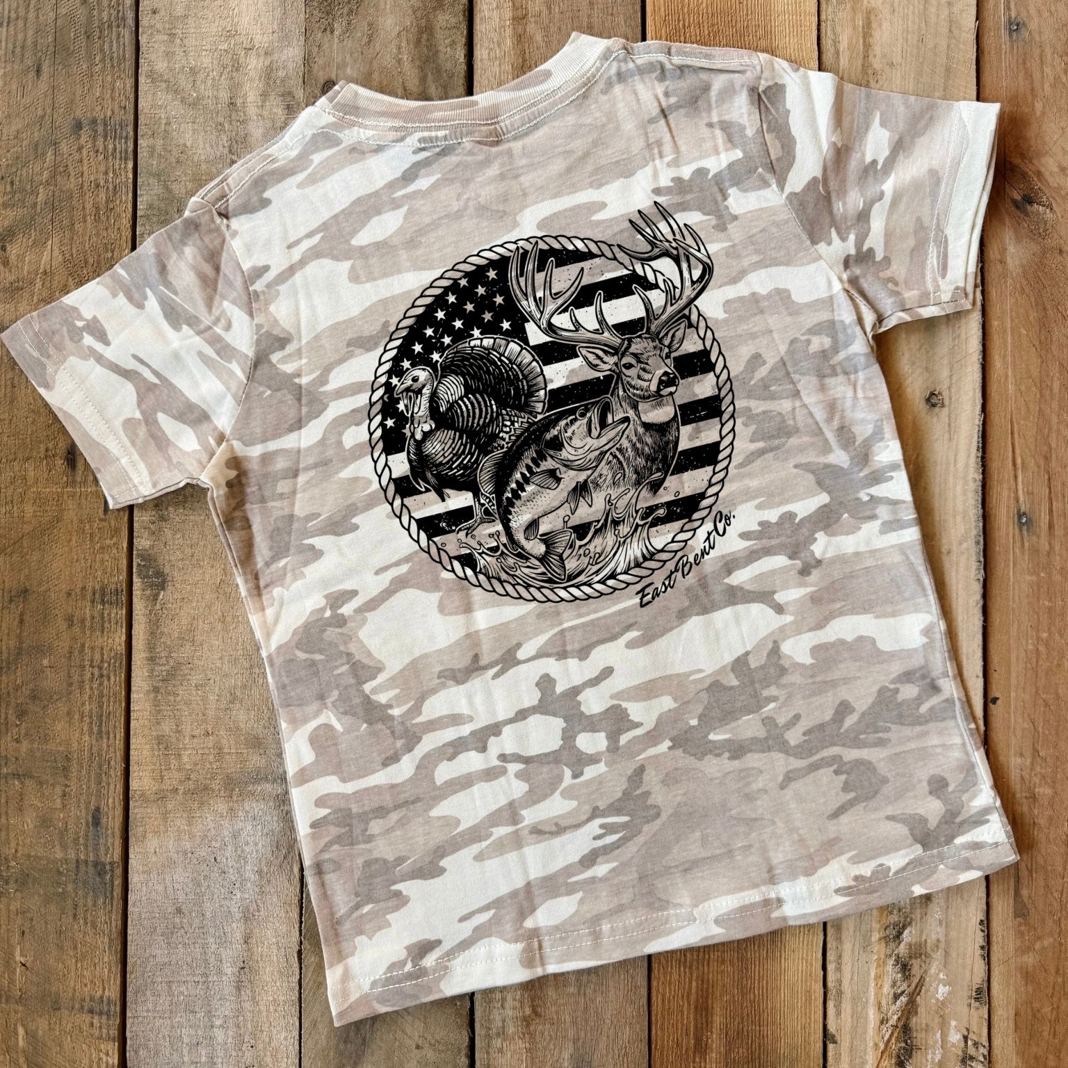 Hunting Flag Trio Circle Kids Short Sleeve Shirt