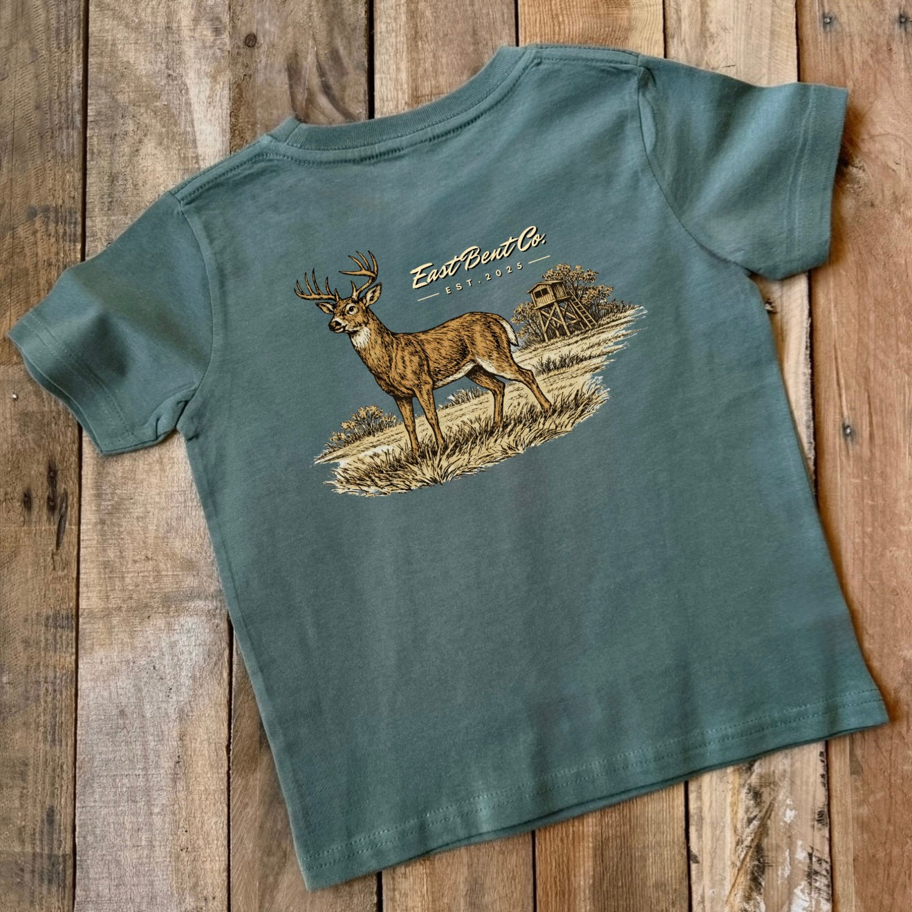 Vintage Deer Logo Kids Short Sleeve Shirt