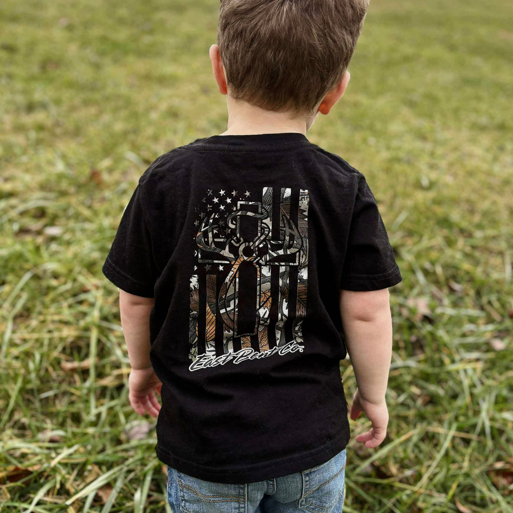 EBC Camo Distressed Hunting Cross Kids Short Sleeve Shirt