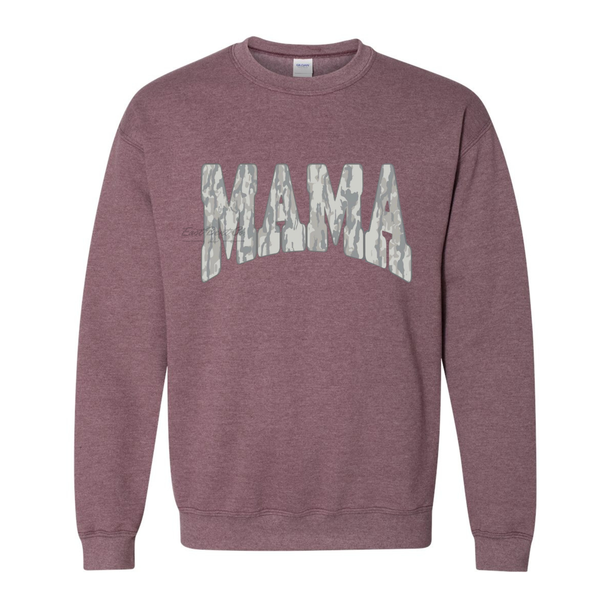 Faded Gray Bark Camo Mama Adult Crewneck Sweatshirt