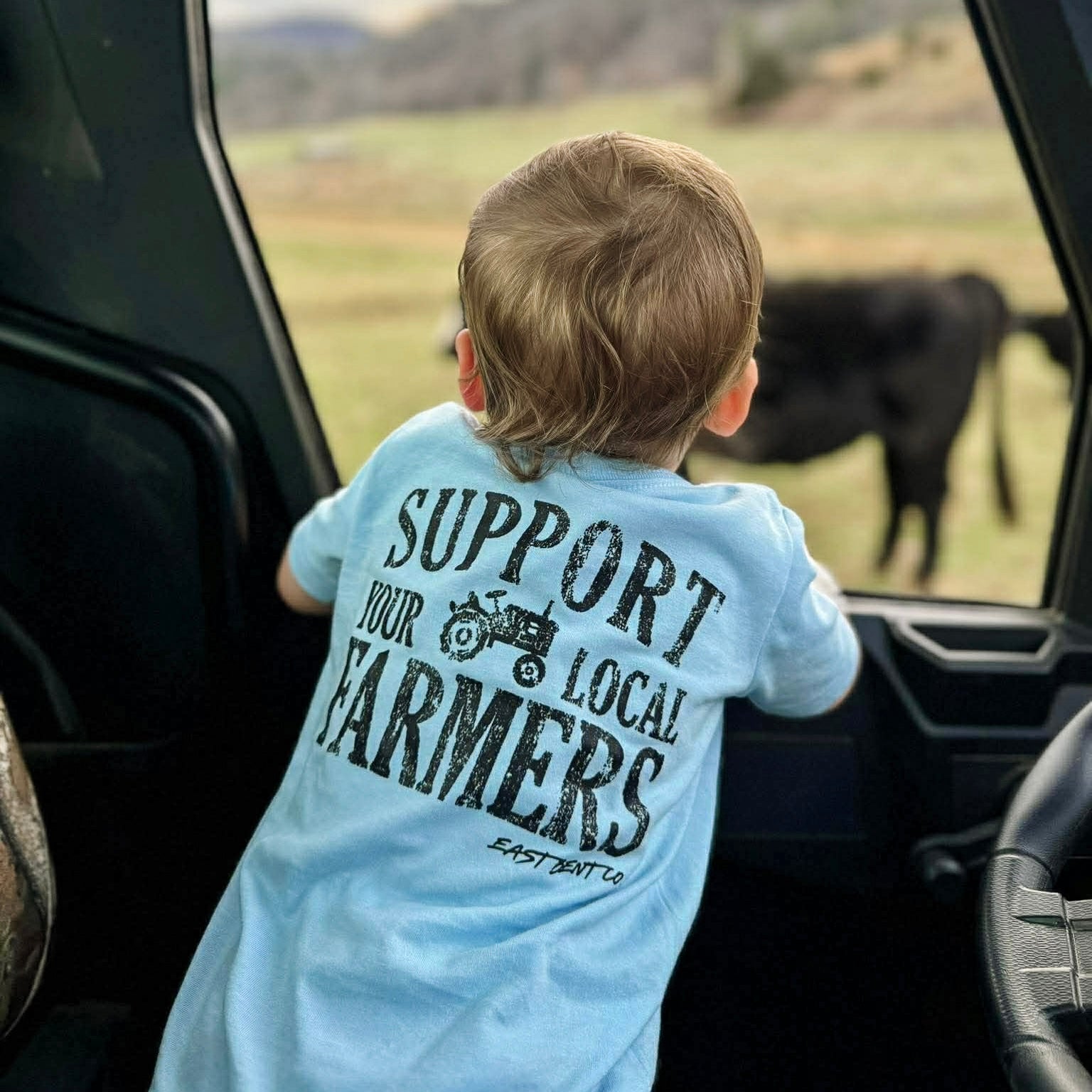 Support Your Local Farmers Boys Short Sleeve Shirt