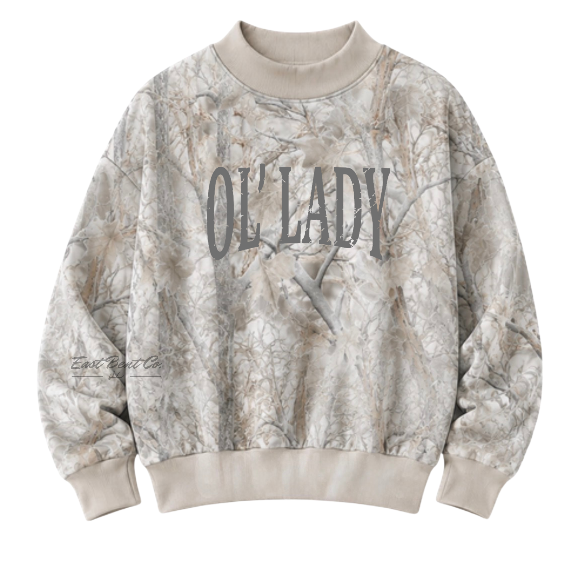 Adult Light Camo Mock Neck Crewneck Sweatshirt