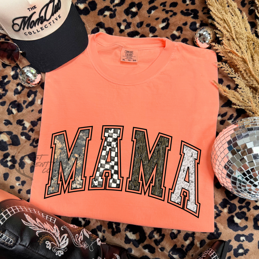Retro Hunting Camo Mama Adult Short Sleeve Shirt