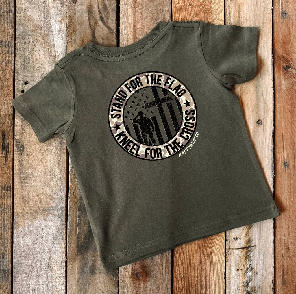 Stand For The Flag Kneel For The Cross Kids Short Sleeve Shirt