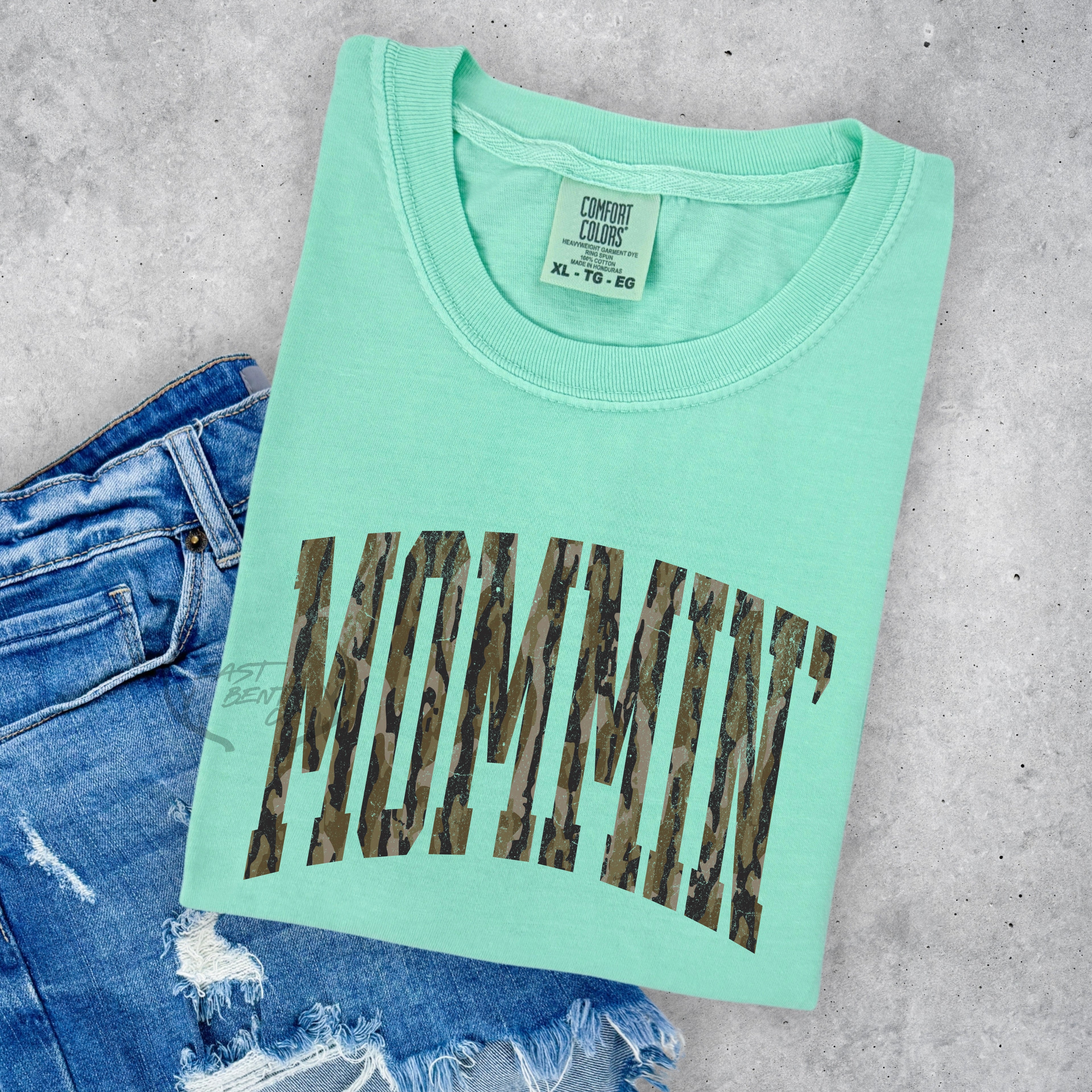 Distressed Mommin’ Camo Adult Short Sleeve Shirt