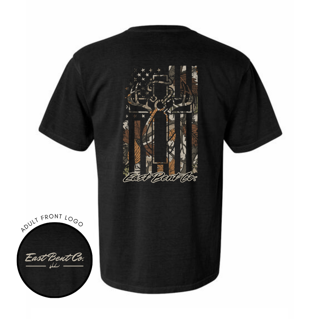 EBC Camo Distressed Hunting Cross Adult Short Sleeve Shirt