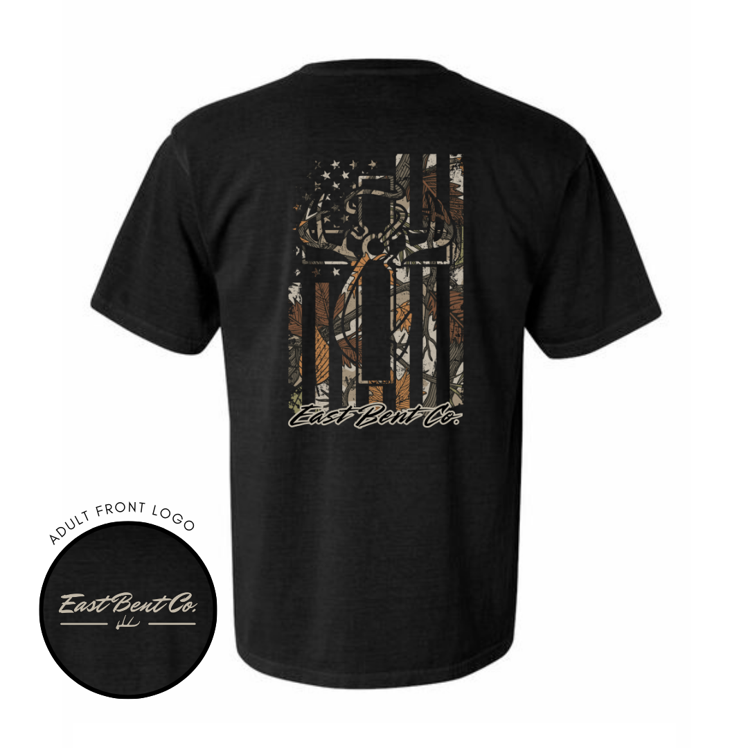 EBC Camo Distressed Hunting Cross Adult Short Sleeve Shirt