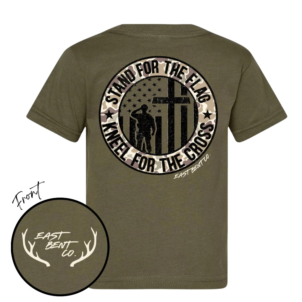 Stand For The Flag Kneel For The Cross Kids Short Sleeve Shirt