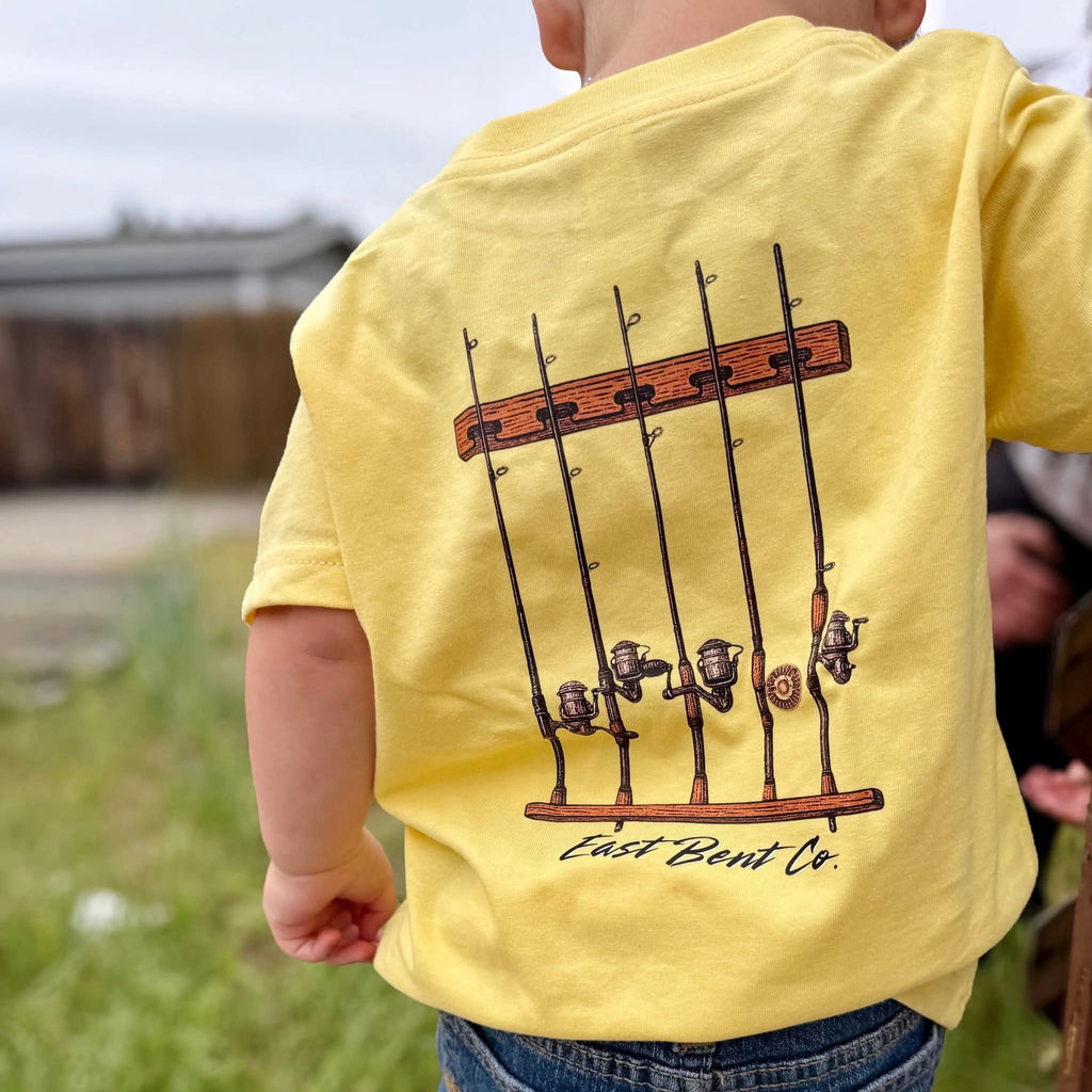 Vintage Fishing Rod Rack Kids Short Sleeve Shirt