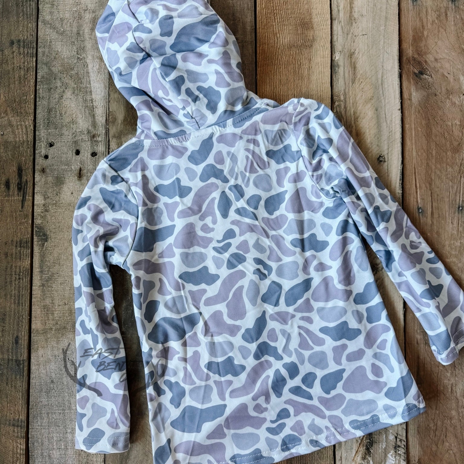 Gravel Camo Kids Long Sleeve Hooded Performance Shirt
