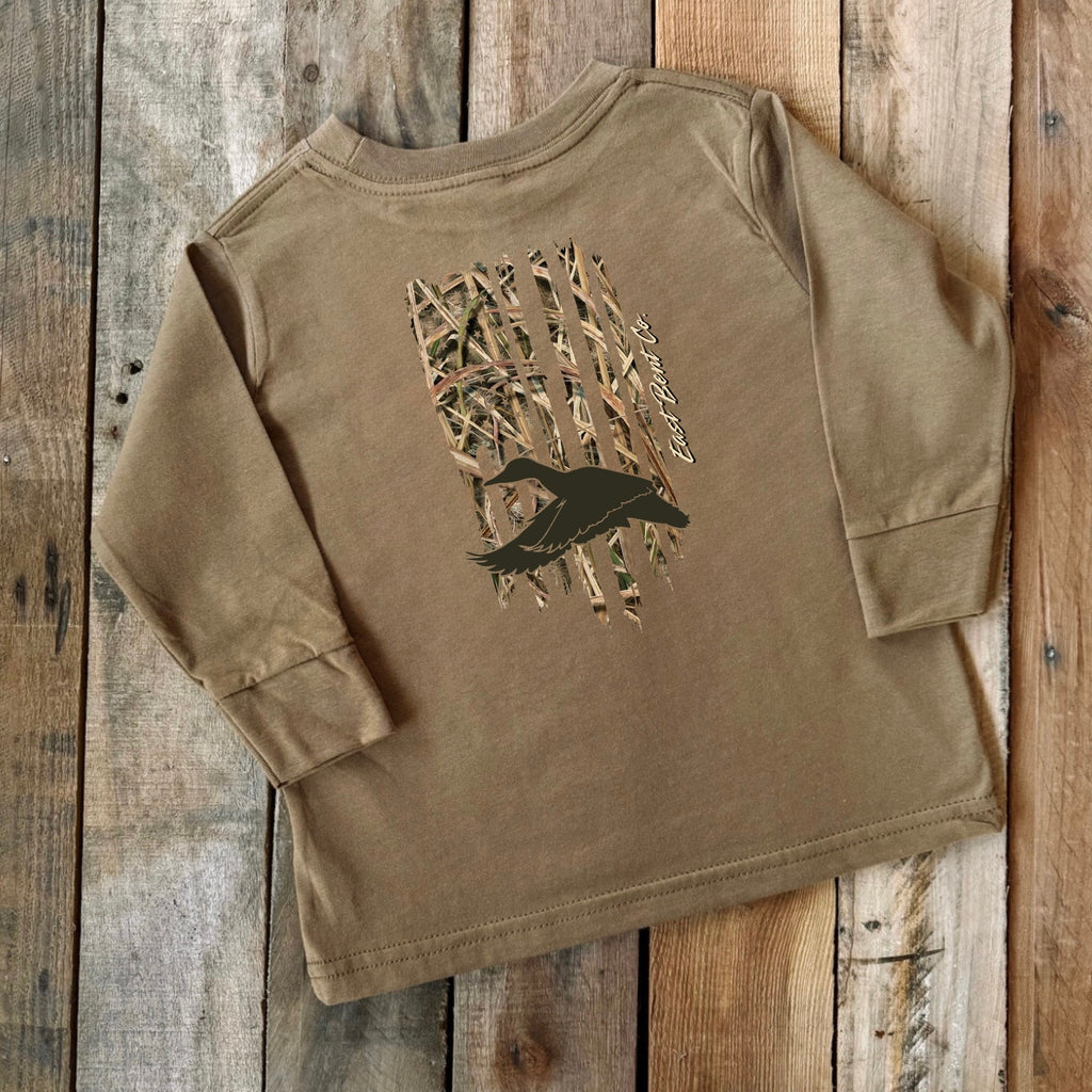 Camo Flying Duck Flag Long Sleeve Shirt