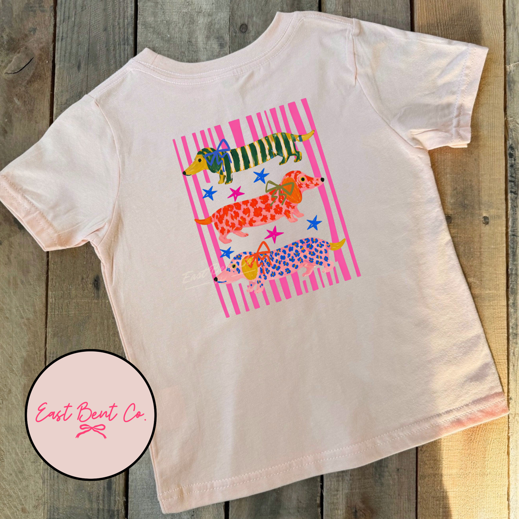 Girls Dachshund Trio Short Sleeve Shirt