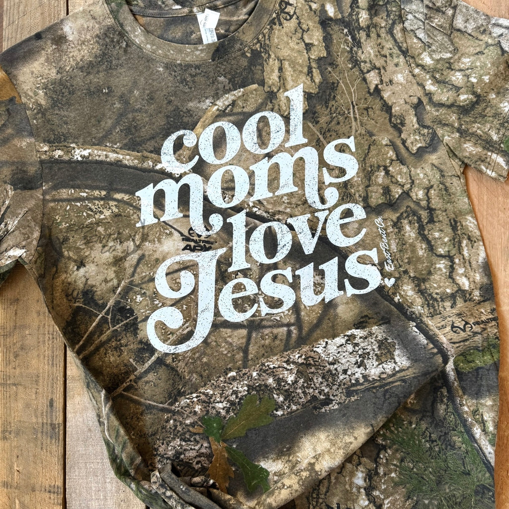Cool Moms Love Jesus Camo Adult Short Sleeve Shirt