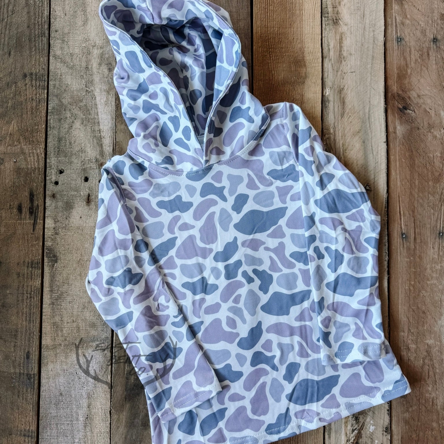 Gravel Camo Kids Long Sleeve Hooded Performance Shirt