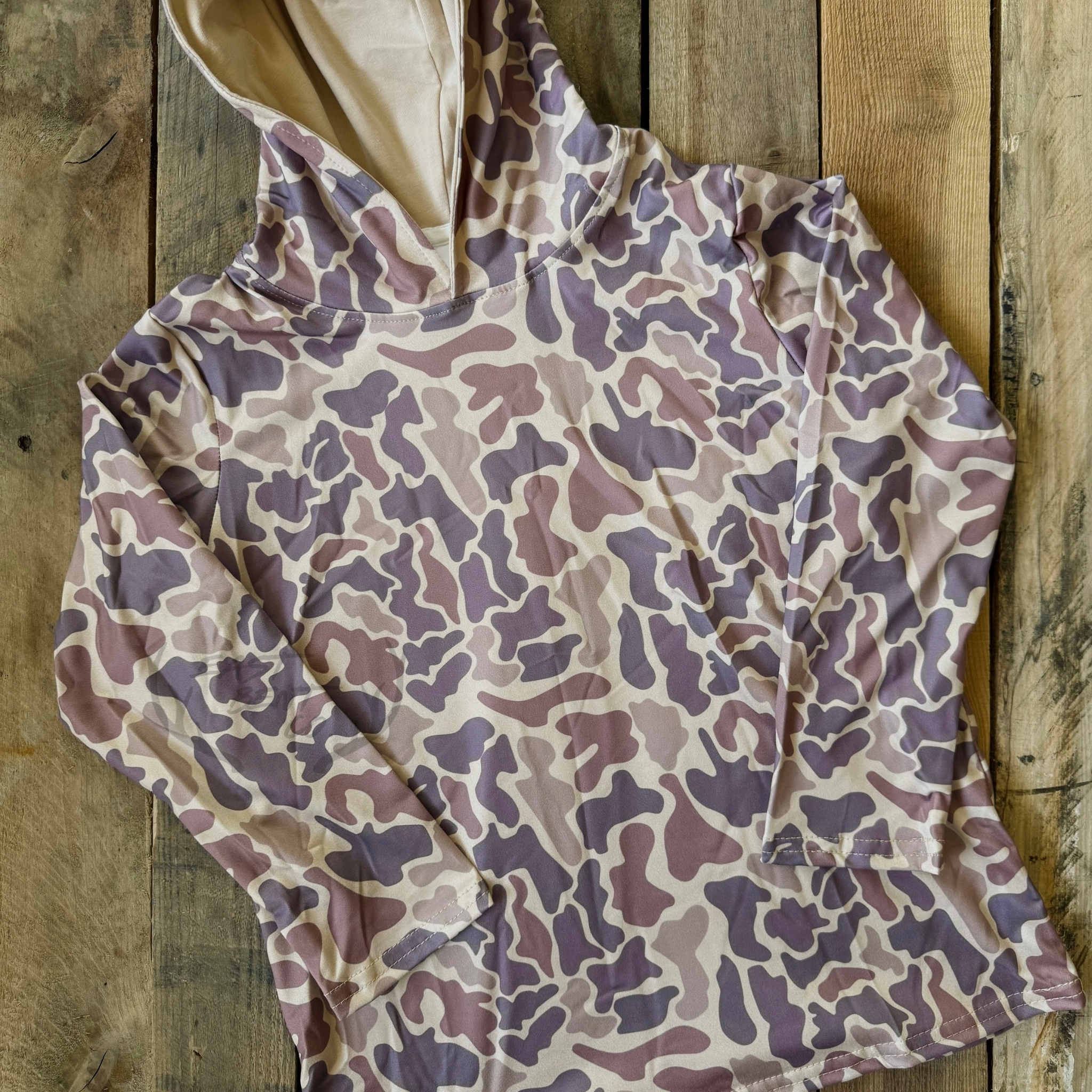 Creek Camo Kids Long Sleeve Hooded Performance Shirt