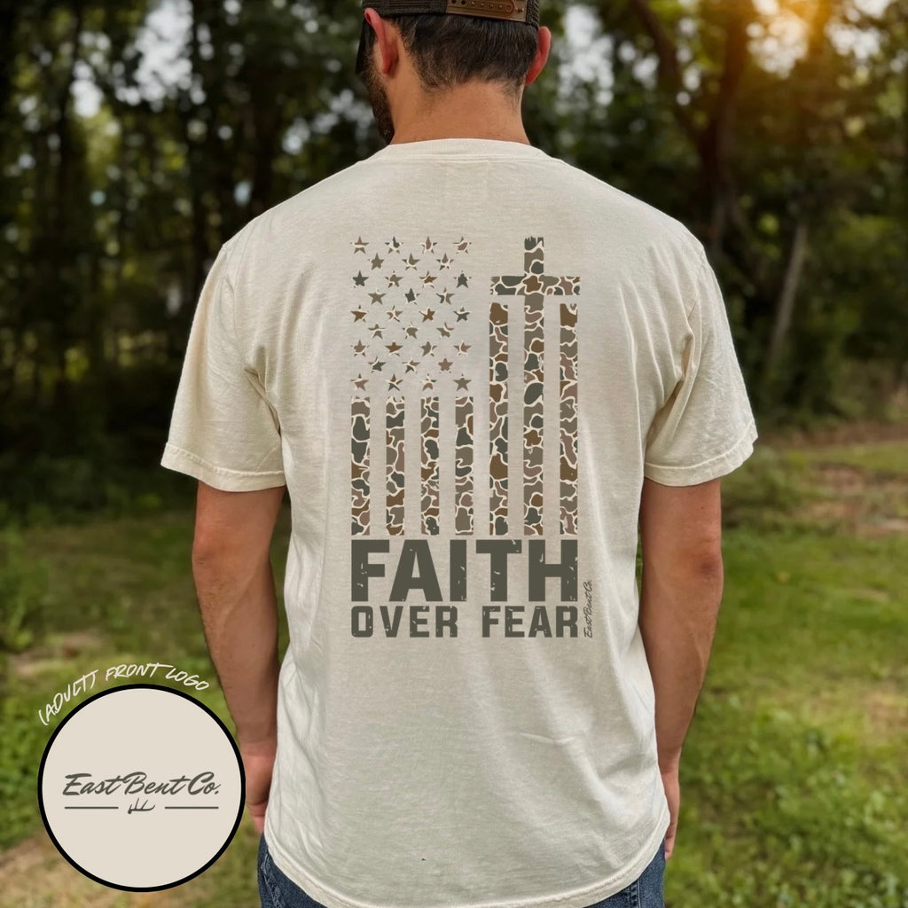 Faith Over Fear Camo Adult Short Sleeve Shirt