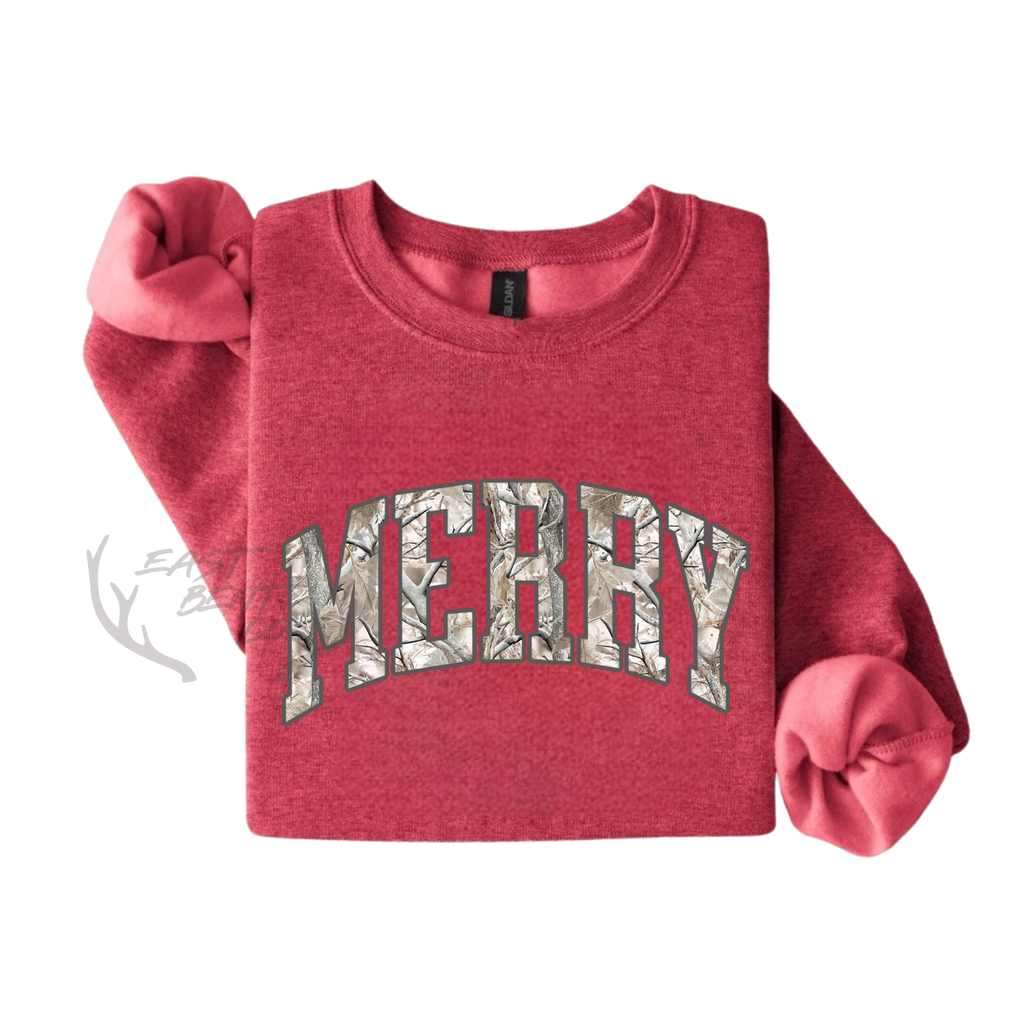 Winter Camo Merry Adult Crewneck Sweatshirt
