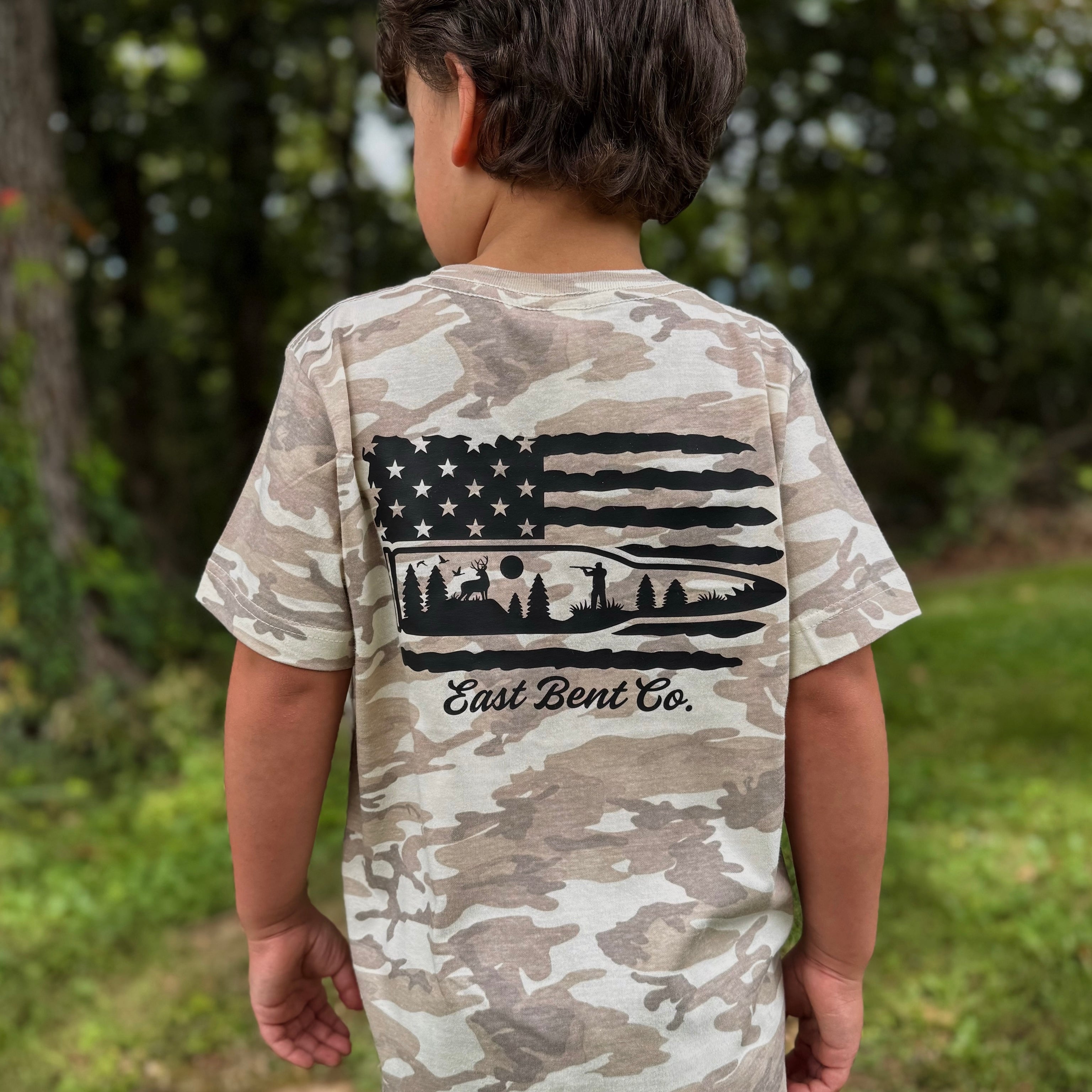 Deer Hunting Flag Kids Short Sleeve Shirt