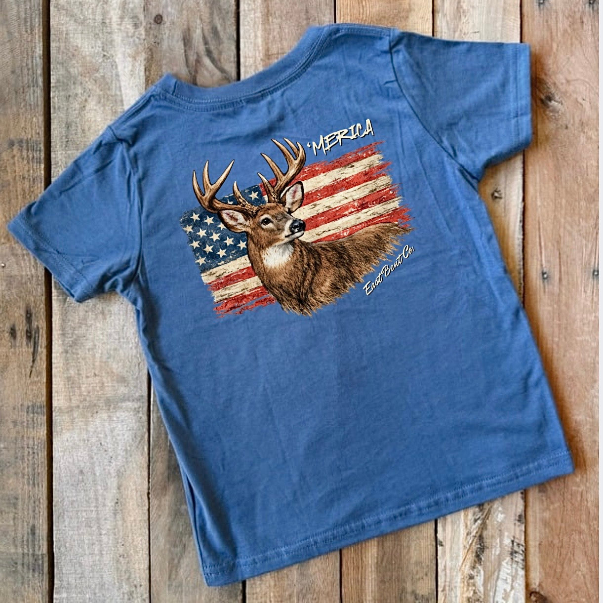 ‘Merica Buck Flag Kids Short Sleeve Shirt