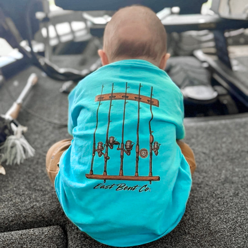 Vintage Fishing Rod Rack Kids Short Sleeve Shirt