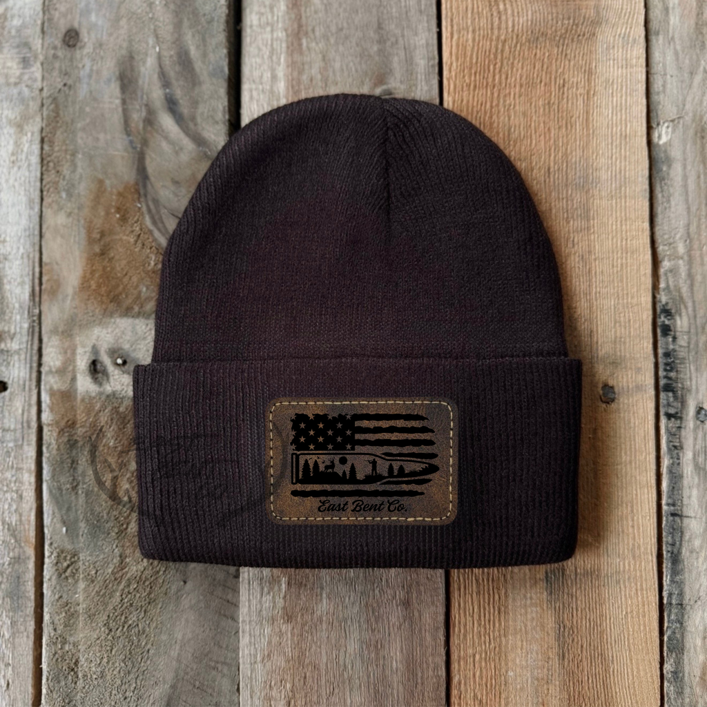 East Bent Co. Toddler Leatherette Patch Beanies