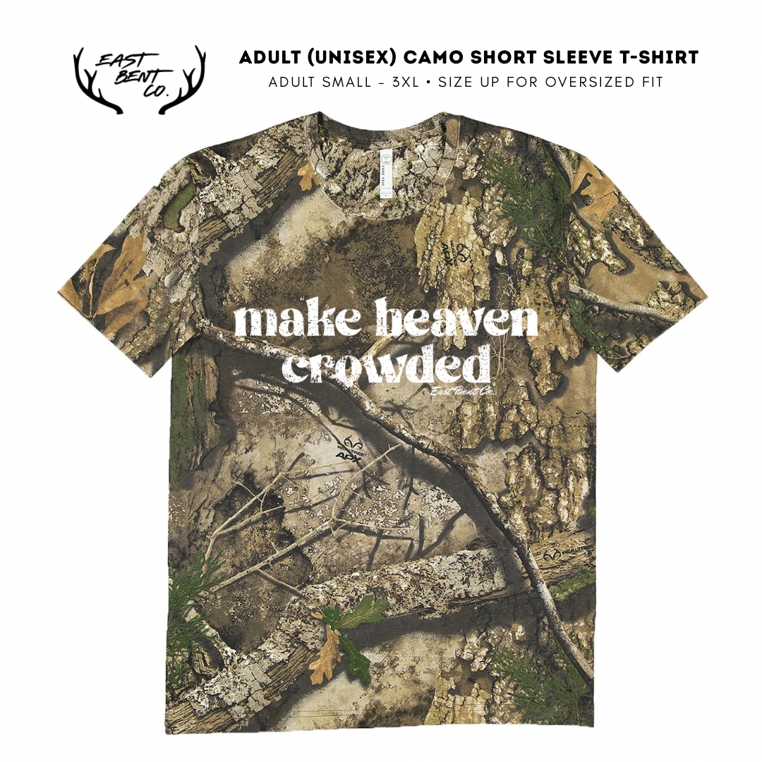 Make Heaven Crowded Camo Adult Short Sleeve Shirt