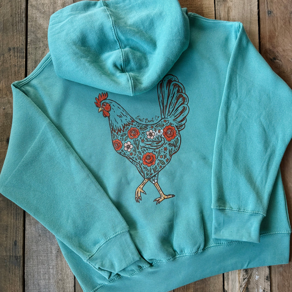 Floral Chicken Girls Kids Hoodie