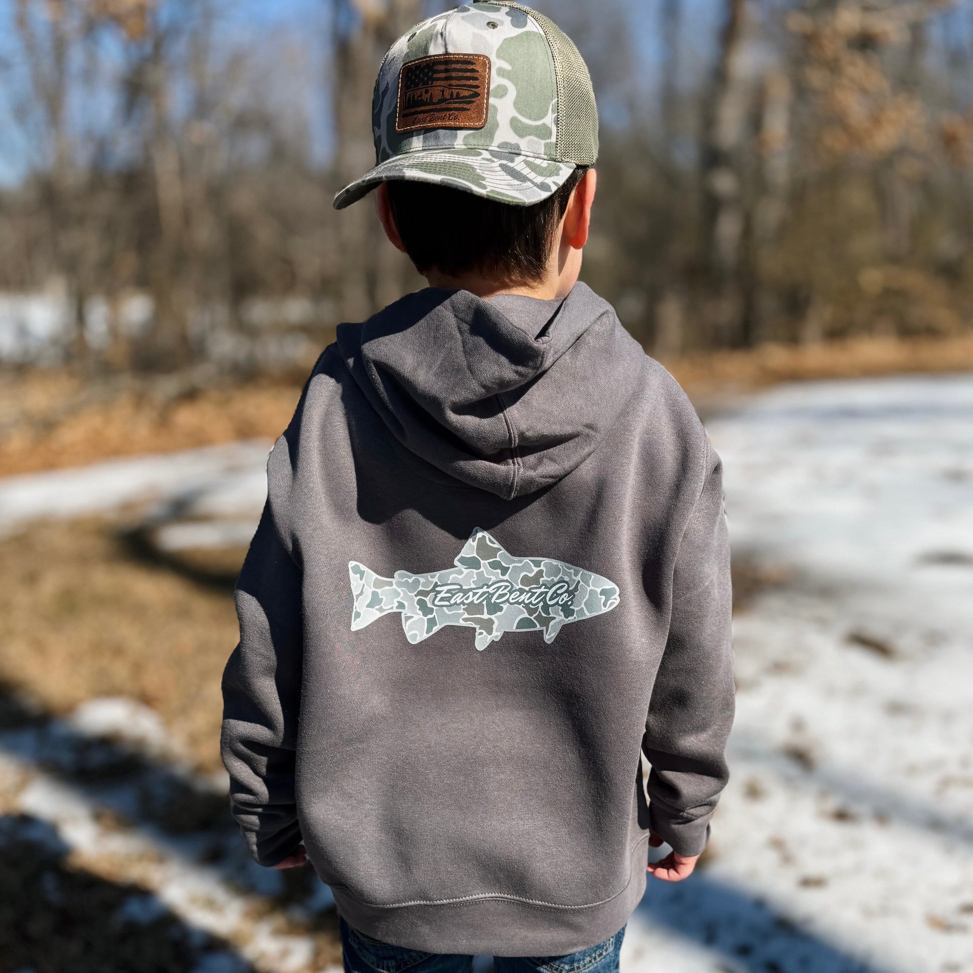 Camo Trout Fish Kids Hoodie