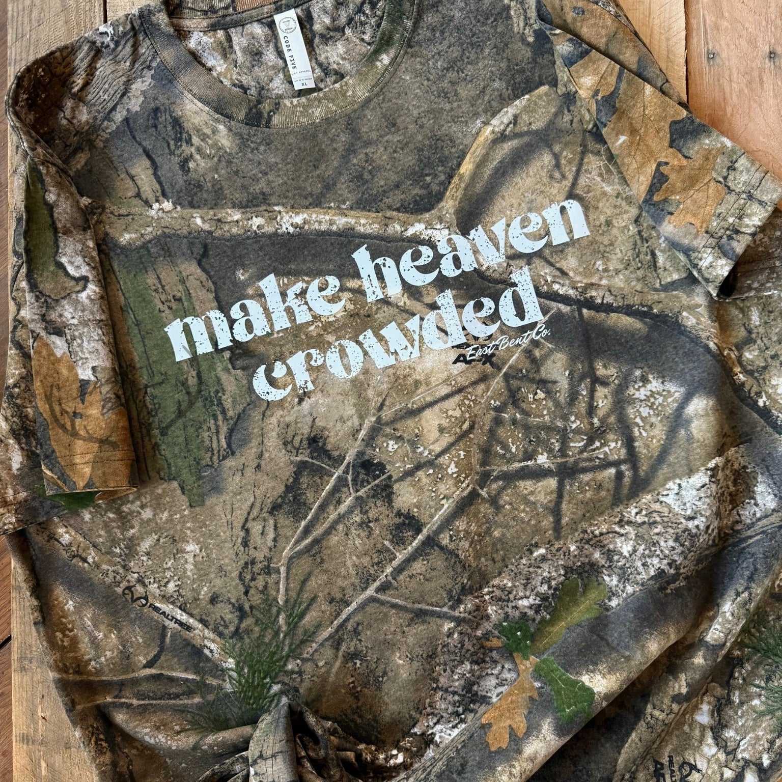 Make Heaven Crowded Camo Adult Short Sleeve Shirt