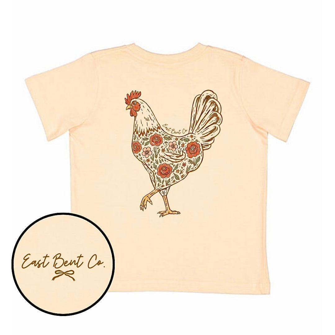 Floral Chicken Girls Short Sleeve Shirt