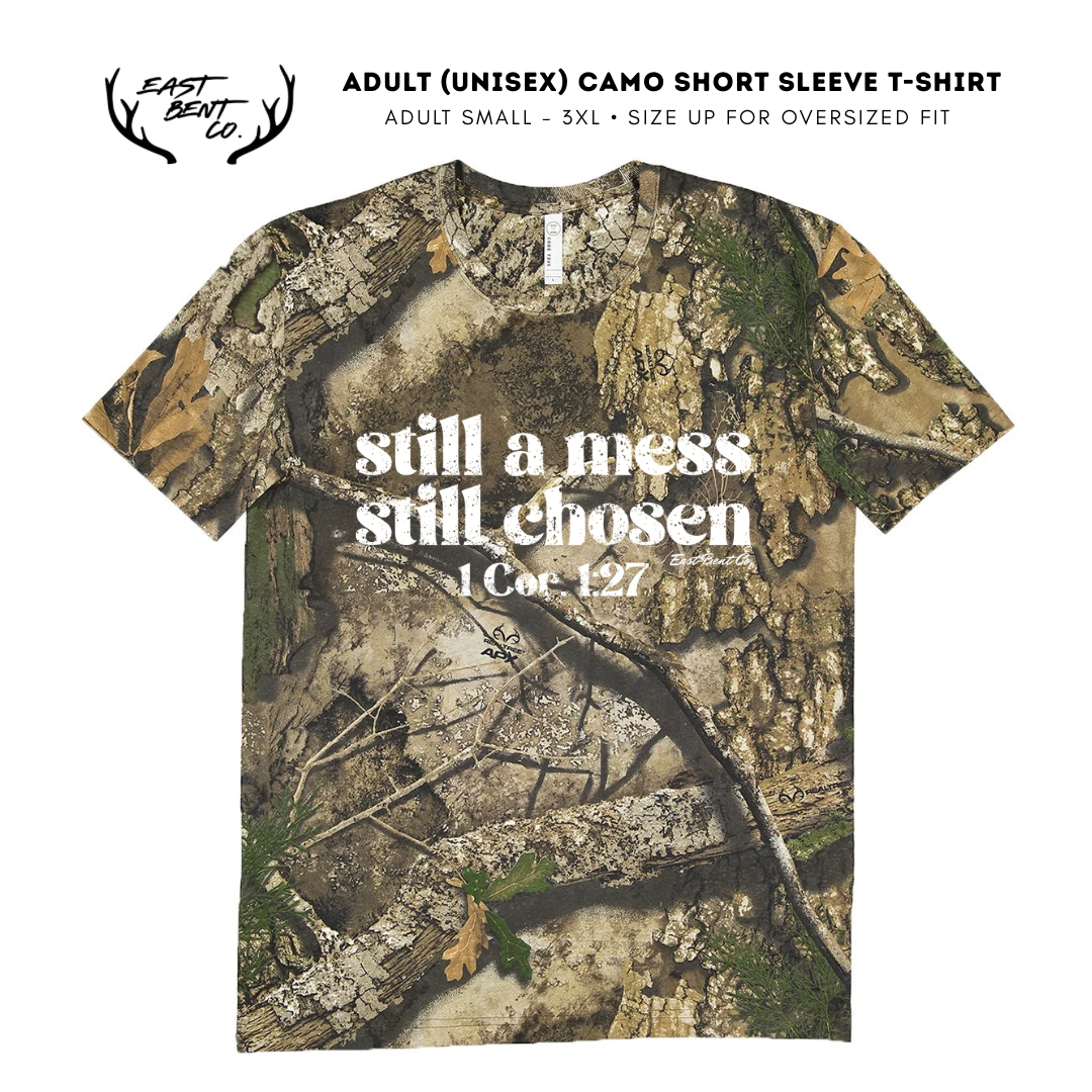 Still A Mess Still Chosen Camo Adult Short Sleeve Shirt