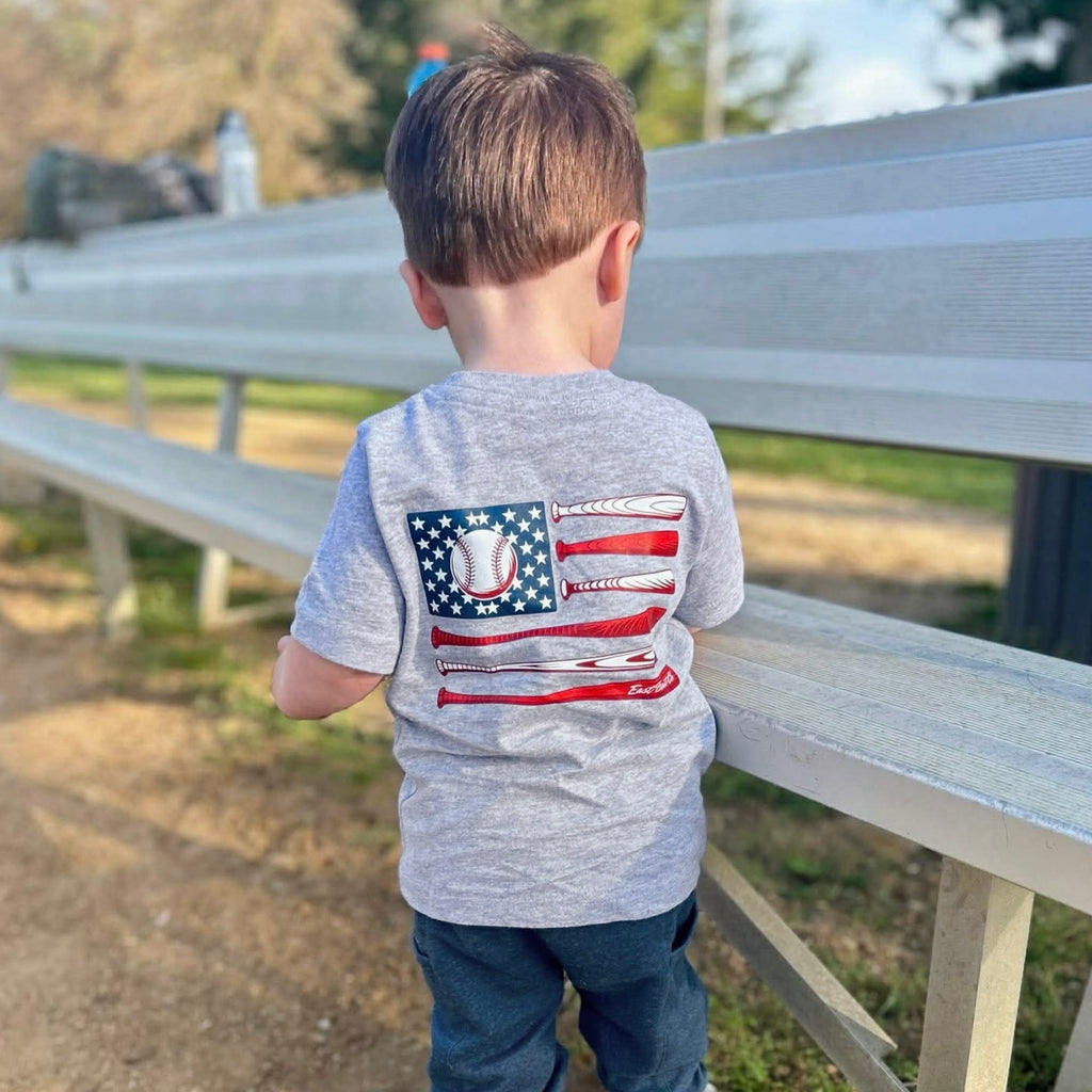 Baseball American Flag Kids Short Sleeve Shirt