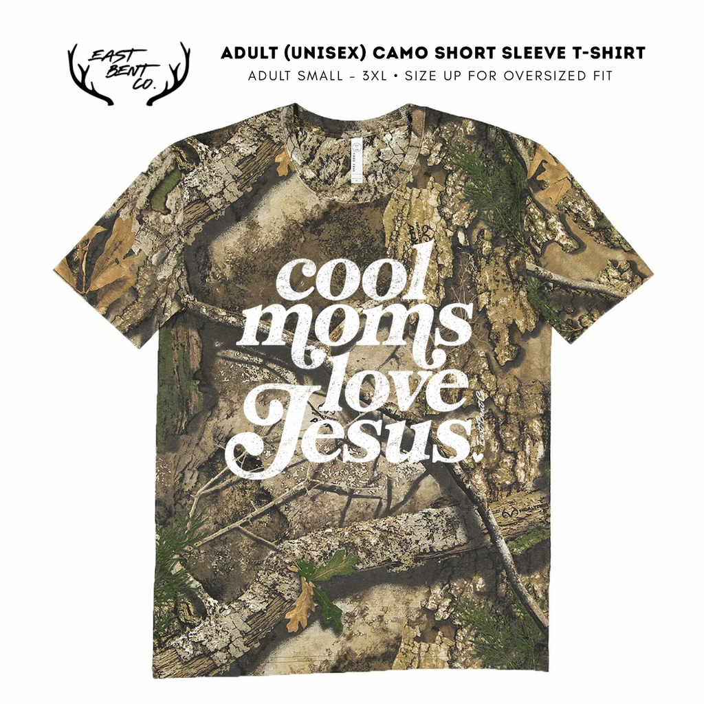 Cool Moms Love Jesus Camo Adult Short Sleeve Shirt
