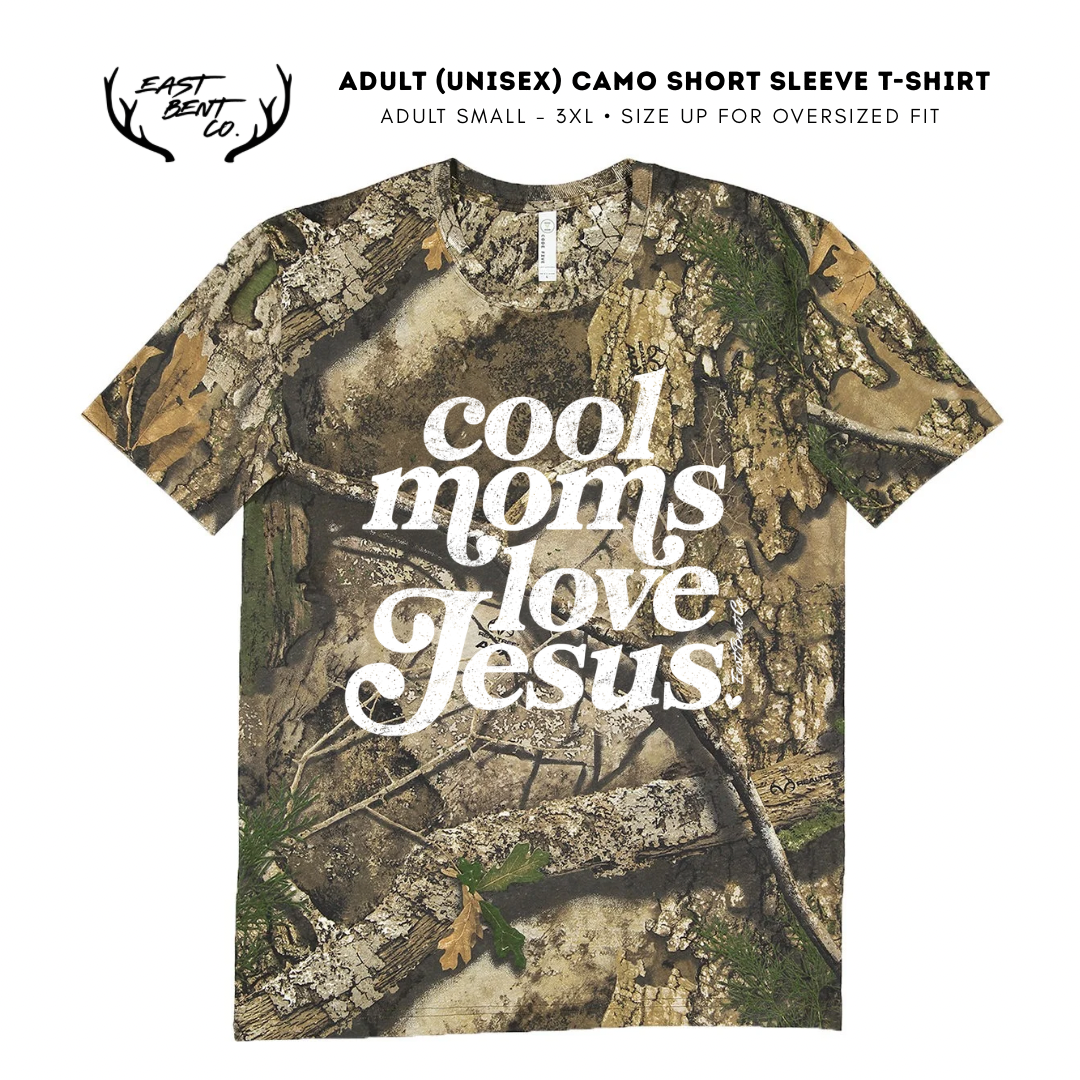 Cool Moms Love Jesus Camo Adult Short Sleeve Shirt