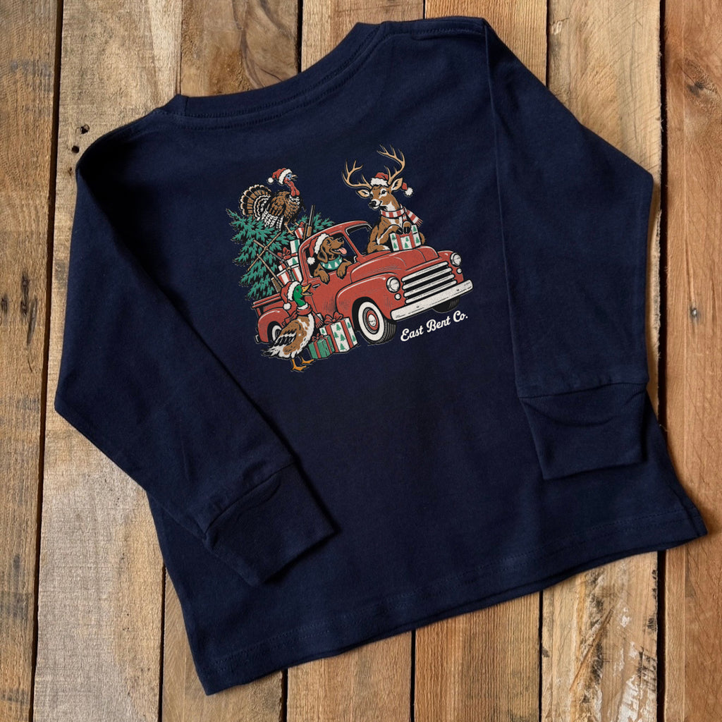 Vintage Hunting Crew Christmas Truck Long Sleeve Shirt