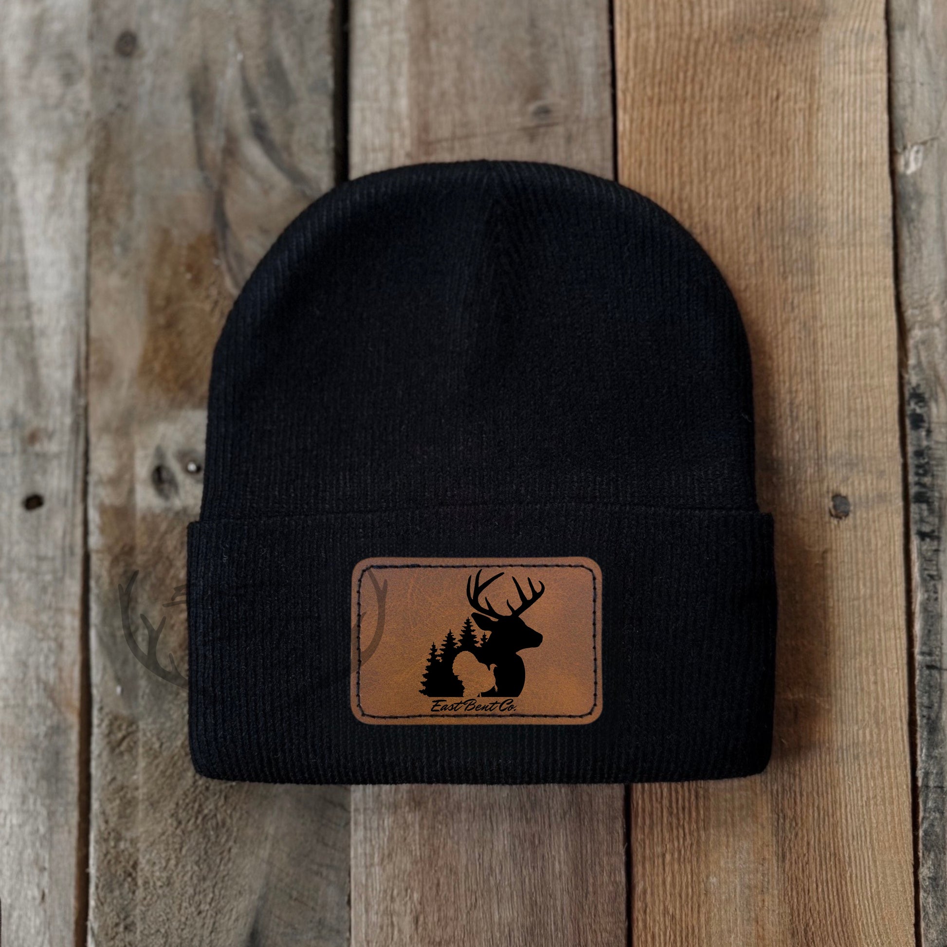 East Bent Co. Toddler Leatherette Patch Beanies